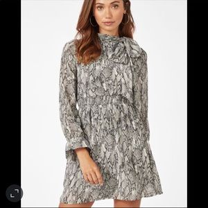 Snakeskin Tie Neck Dress